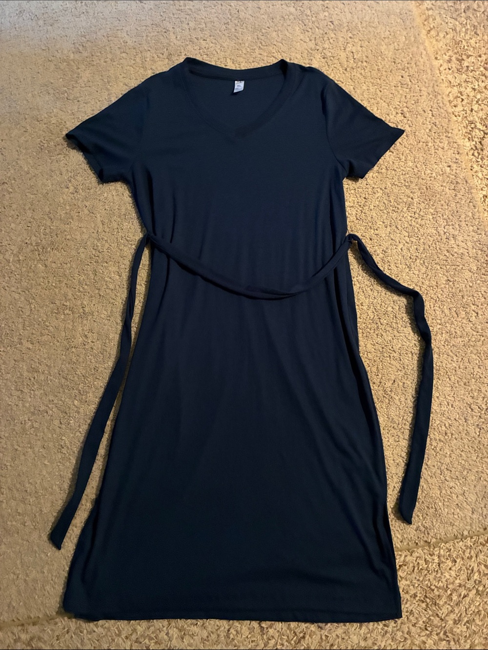 Classic stretchy Navy Short-Sleeve Tie-Waist Dress size XL